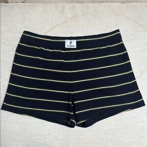 Parke navy and yellow striped shorts